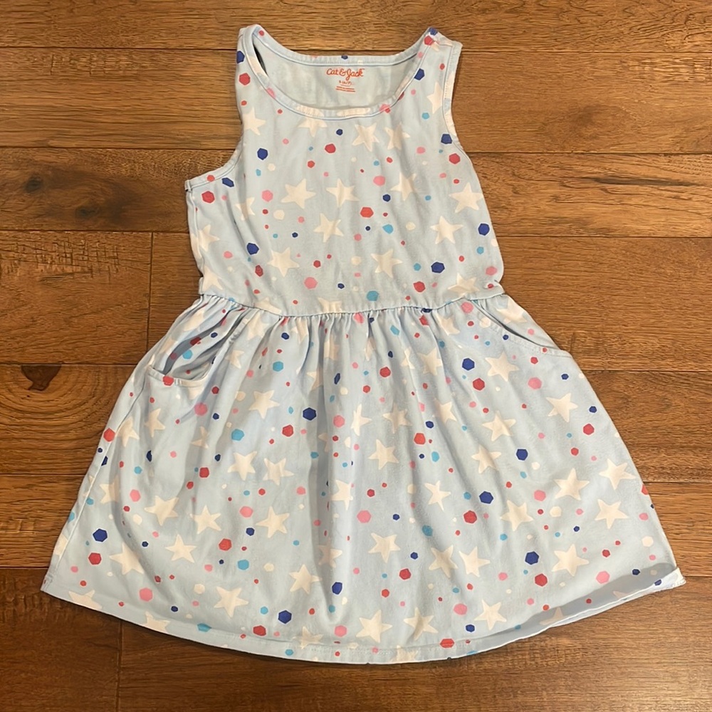 Cat & Jack Girls Racerback Dress - Size S (6/7) - Stars and Dots